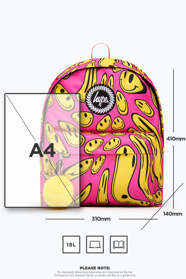 HYPE PINK & YELLOW HAPPY FACE BACKPACK