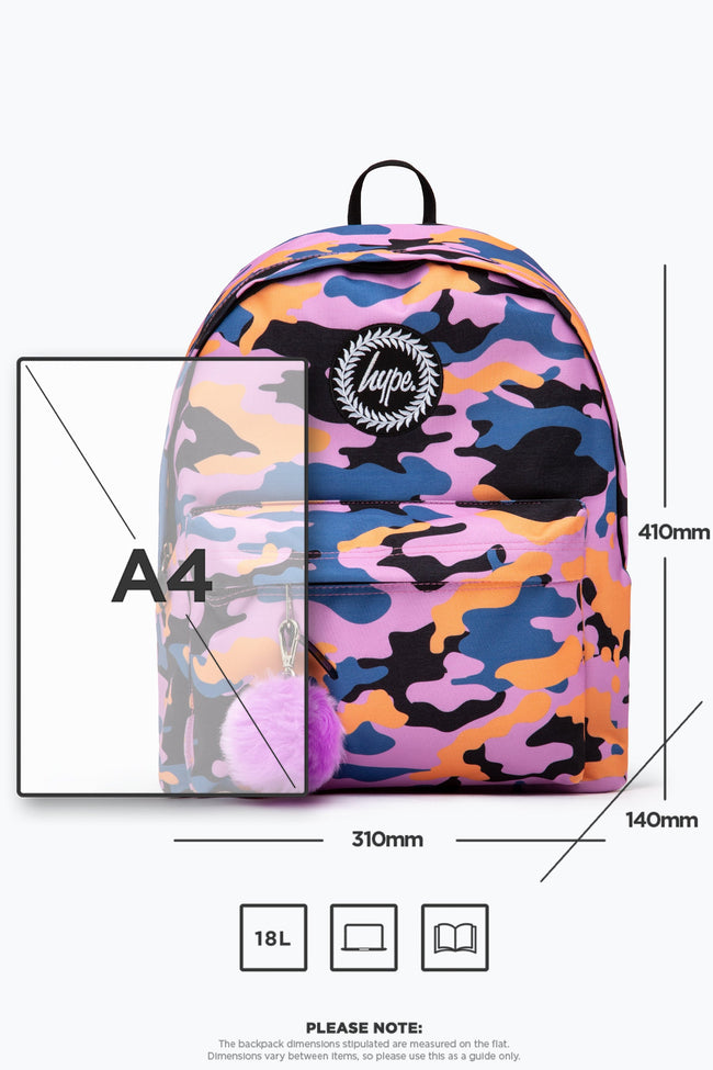 HYPE PURPLE & ORANGE CAMO BACKPACK