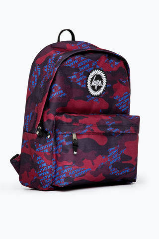 HYPE BURGUNDY & BLUE LOGO CAMO BACKPACK