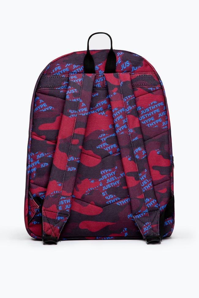 HYPE BURGUNDY & BLUE LOGO CAMO BACKPACK