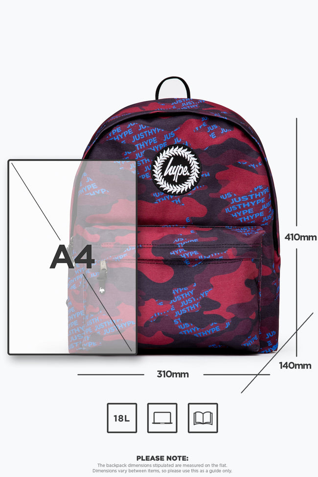 HYPE BURGUNDY & BLUE LOGO CAMO BACKPACK