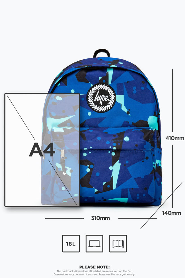 HYPE BLUE & TEAL GEO CAMO BACKPACK