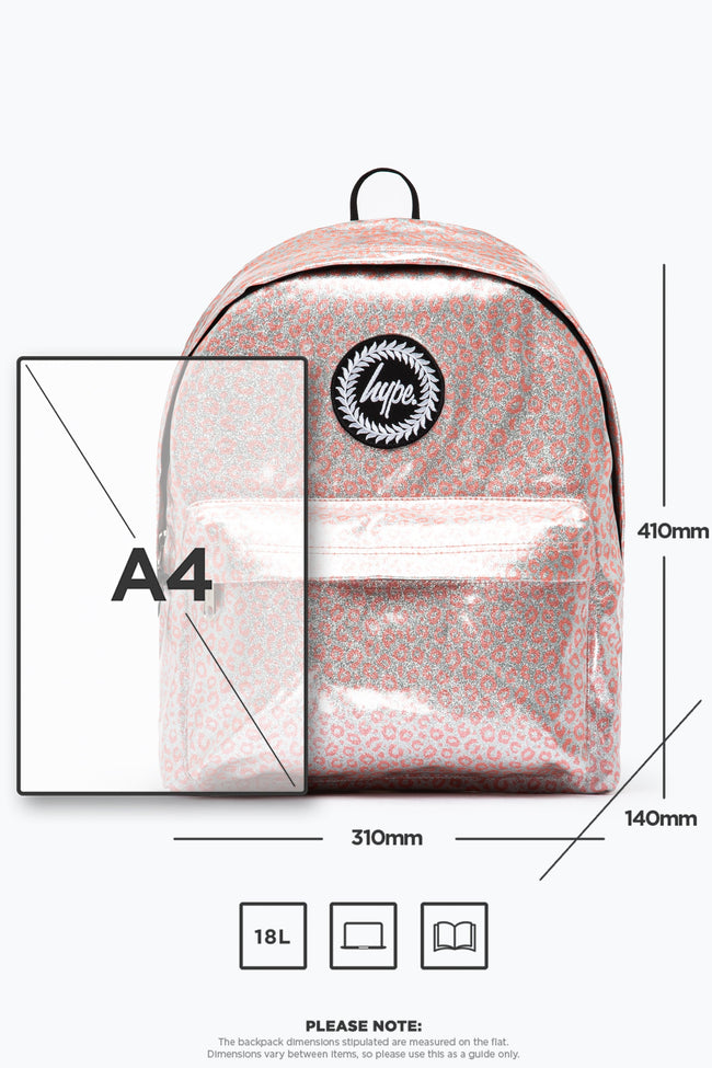 HYPE SILVER GLITTER PINK LEOPARD BACKPACK