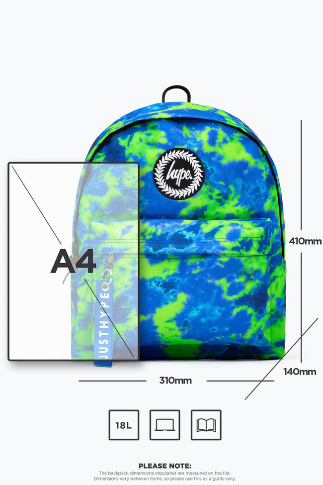 HYPE GREEN & PETROL BLUE TIE DYE BACKPACK