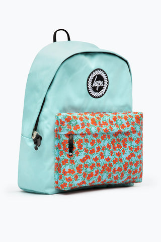 HYPE BABY BLUE & ORANGE DITSY FLORAL BACKPACK