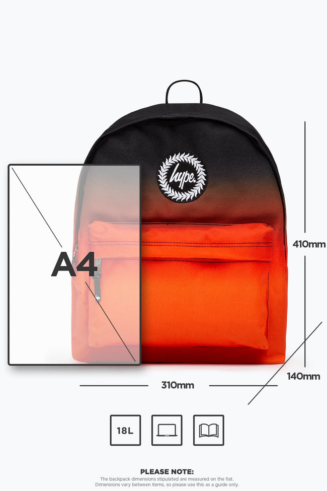 HYPE BLACK RED & ORANGE GRADIENT BACKPACK