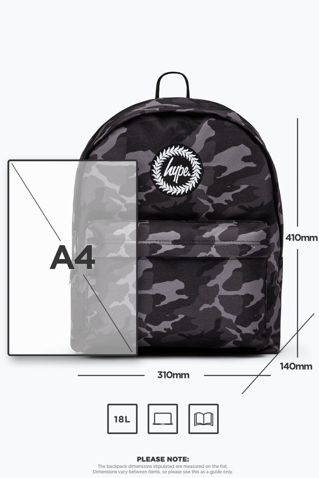 HYPE BLACK & GREY MONO CAMO BACKPACK