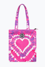 HYPE PINK HEART HIPPY TIE DYE TOTE BAG