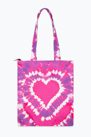 HYPE PINK HEART HIPPY TIE DYE TOTE BAG