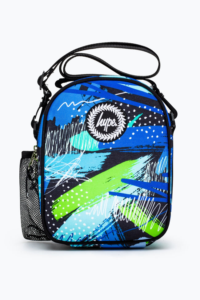 HYPE BLUE & GREEN GEO SCRIBBLE MAXI LUNCHBOX