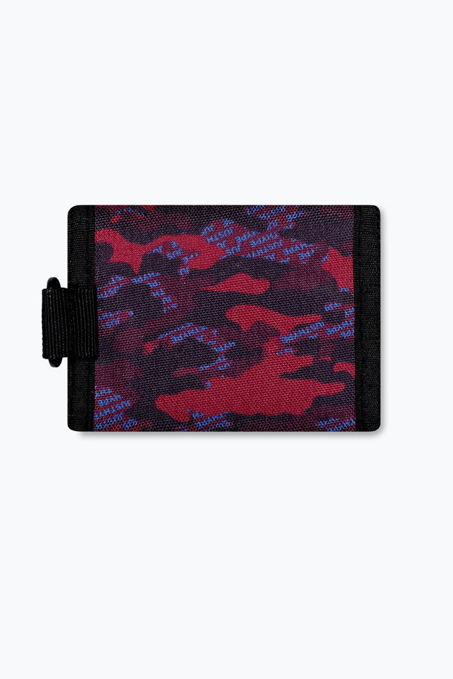 HYPE BURGUNDY & BLUE LOGO CAMO WALLET