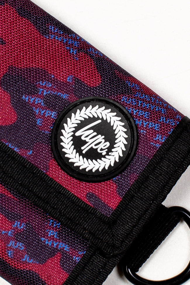 HYPE BURGUNDY & BLUE LOGO CAMO WALLET