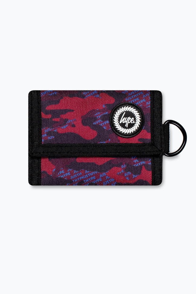 HYPE BURGUNDY & BLUE LOGO CAMO WALLET