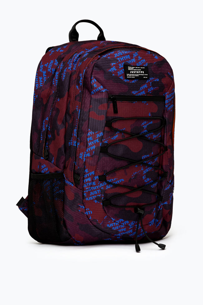 HYPE BURGUNDY & BLUE LOGO CAMO MAXI BACKPACK