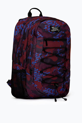 HYPE BURGUNDY & BLUE LOGO CAMO MAXI BACKPACK