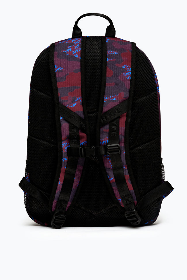 HYPE BURGUNDY & BLUE LOGO CAMO MAXI BACKPACK