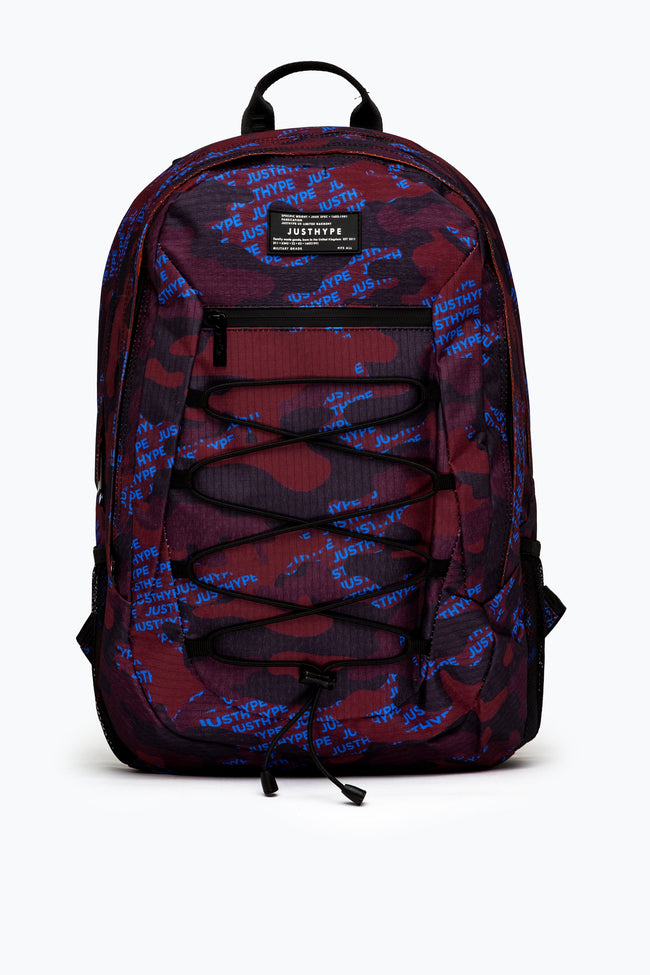 HYPE BURGUNDY & BLUE LOGO CAMO MAXI BACKPACK