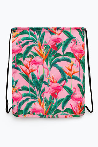 HYPE PINK FLAMINGO RAINFOREST DRAWSTRING BAG