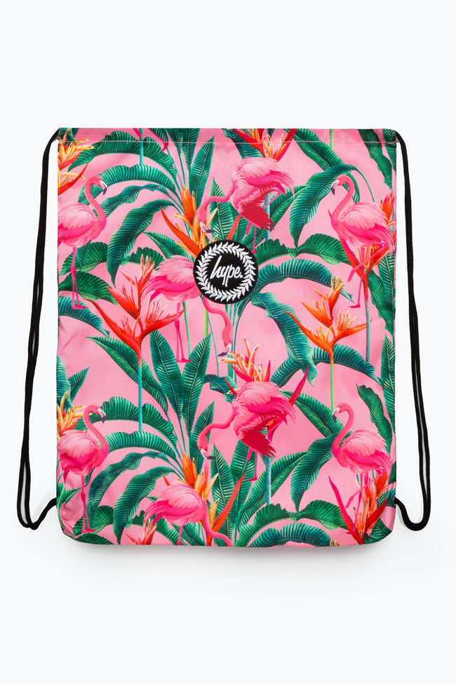 HYPE PINK FLAMINGO RAINFOREST DRAWSTRING BAG