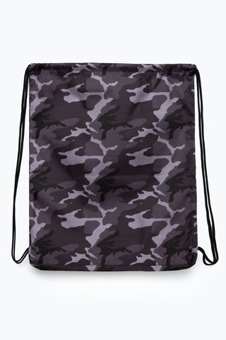 HYPE BLACK & GREY MONO CAMO DRAWSTRING BAG