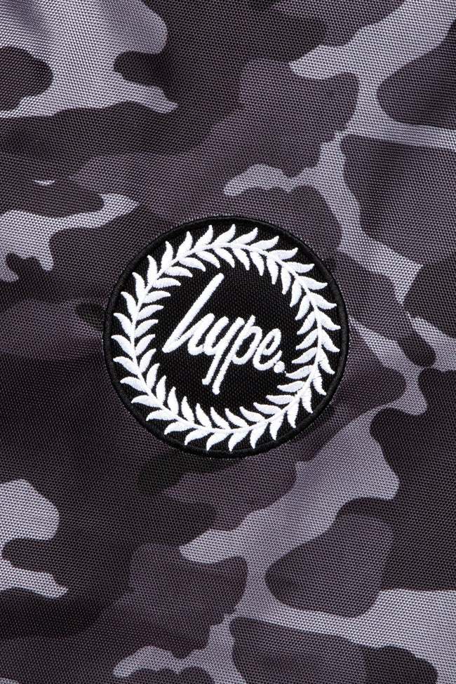 HYPE BLACK & GREY MONO CAMO DRAWSTRING BAG