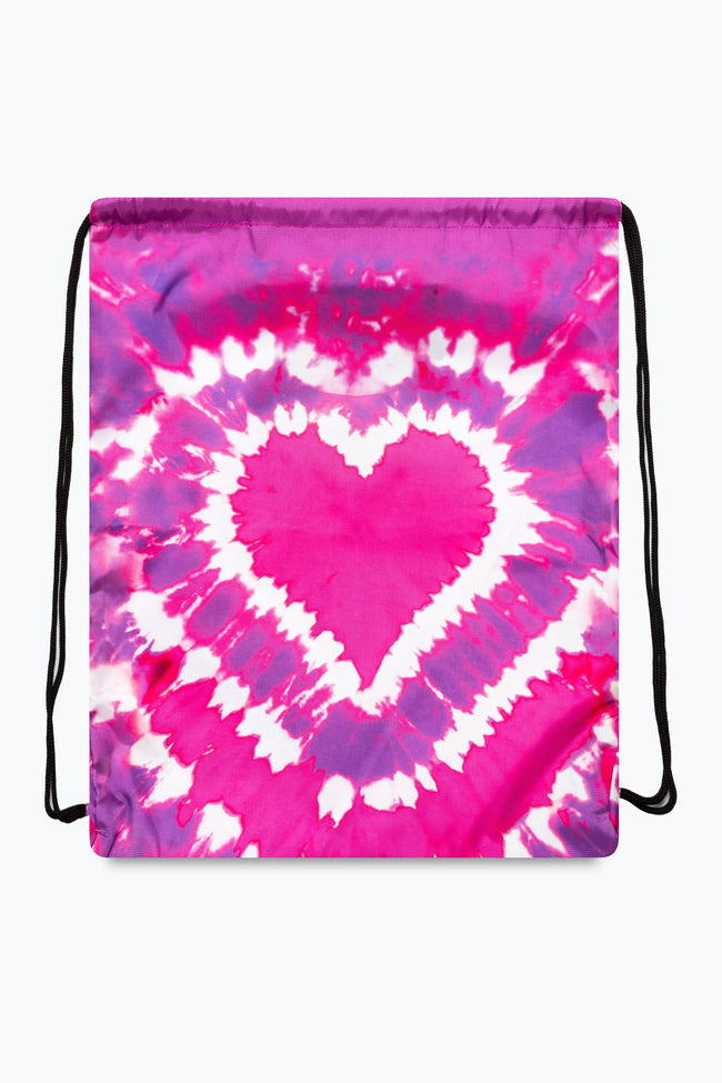 HYPE PINK HEART HIPPY TIE DYE DRAWSTRING BAG