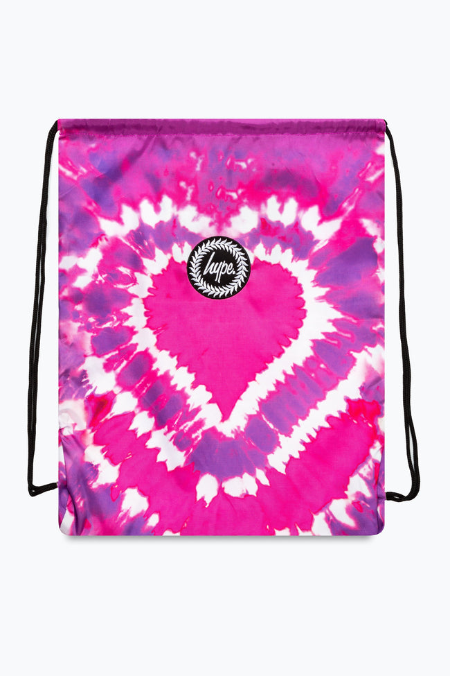 HYPE PINK HEART HIPPY TIE DYE DRAWSTRING BAG