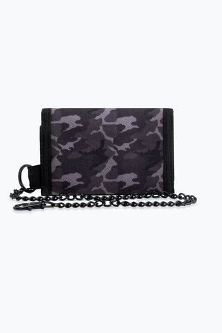 HYPE BLACK & GREY MONO CAMO CHAIN WALLET