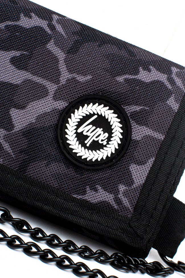 HYPE BLACK & GREY MONO CAMO CHAIN WALLET