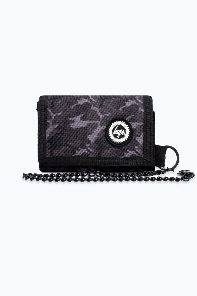 HYPE BLACK & GREY MONO CAMO CHAIN WALLET