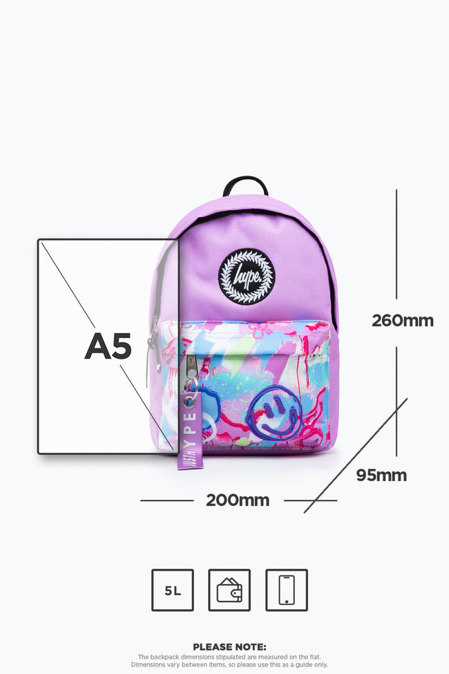 HYPE LILAC GRAFFITI MINI BACKPACK