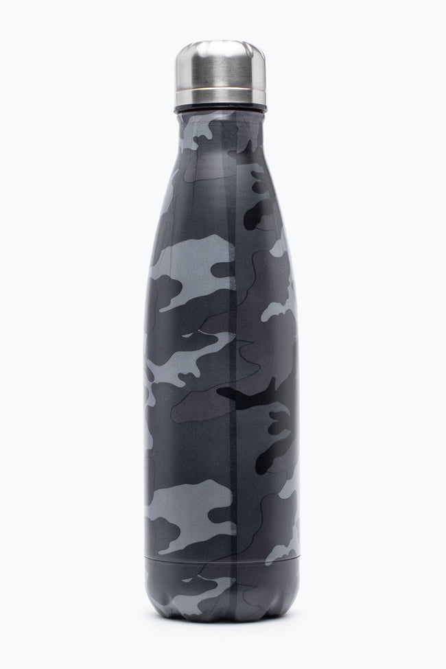 HYPE BLACK & GREY MONO CAMO METAL WATER BOTTLE