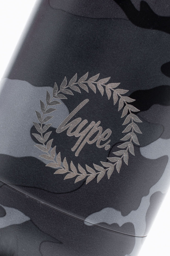 HYPE BLACK & GREY MONO CAMO METAL WATER BOTTLE