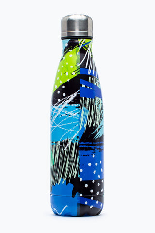 HYPE BLUE & GREEN GEO SCRIBBLE METAL WATER BOTTLE