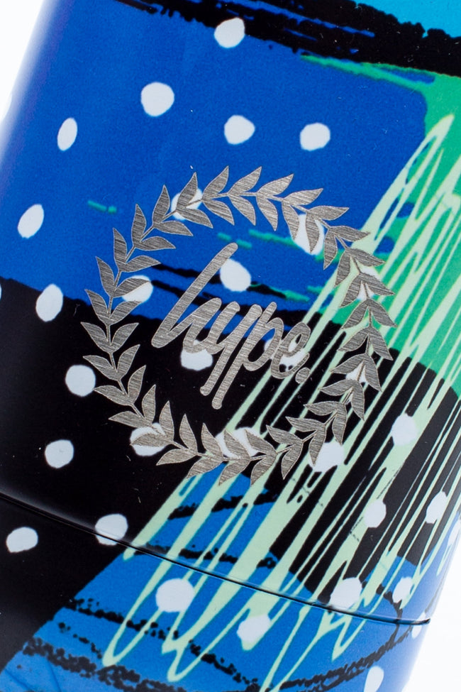 HYPE BLUE & GREEN GEO SCRIBBLE METAL WATER BOTTLE