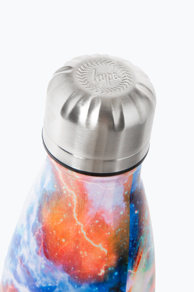 HYPE BLUE & ORANGE LIGHTNING GALAXY METAL WATER BOTTLE