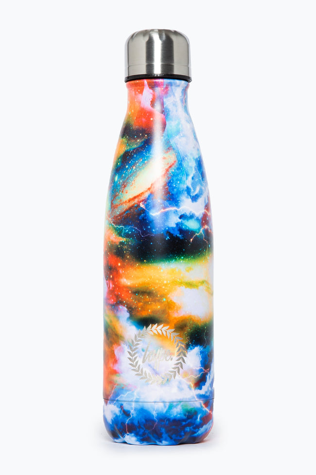 HYPE BLUE & ORANGE LIGHTNING GALAXY METAL WATER BOTTLE