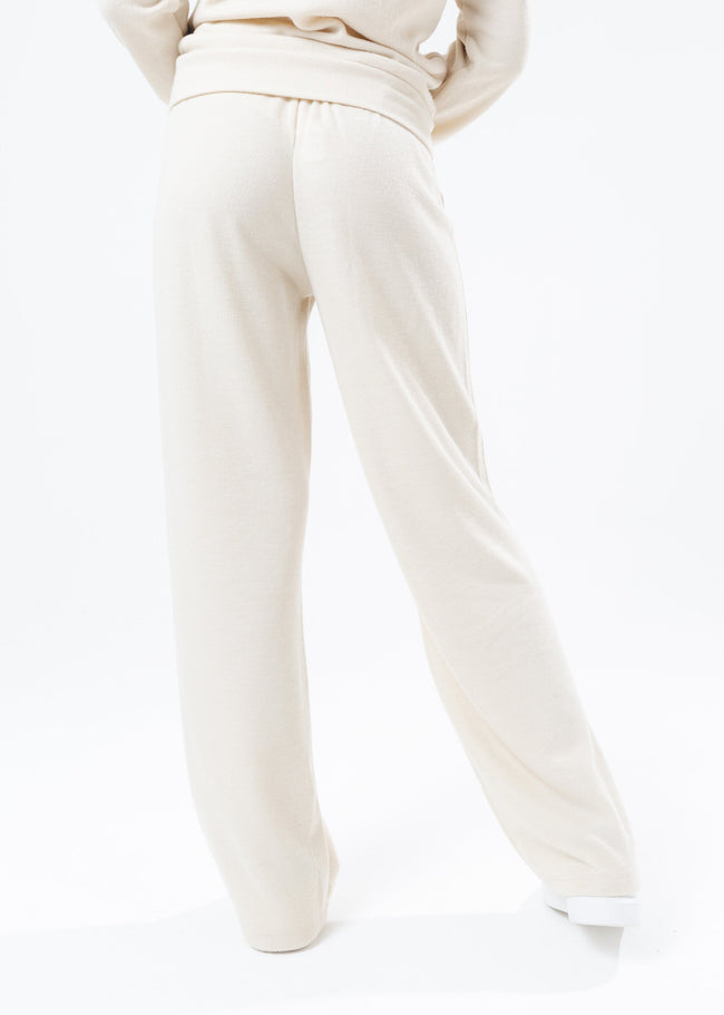 HYPE BEIGE KNITTED WIDE LEG WOMEN'S JOGGERS