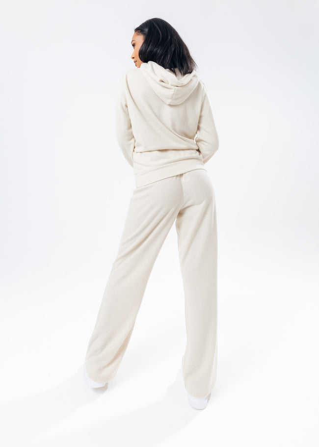 HYPE BEIGE KNITTED WIDE LEG WOMEN'S JOGGERS