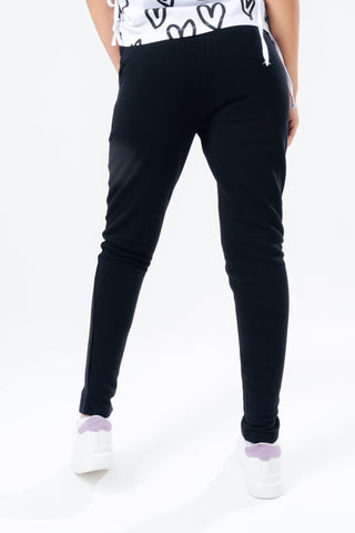 HYPE BLACK FRONT PLEAT DETAIL WOMEN'S JOGGERS