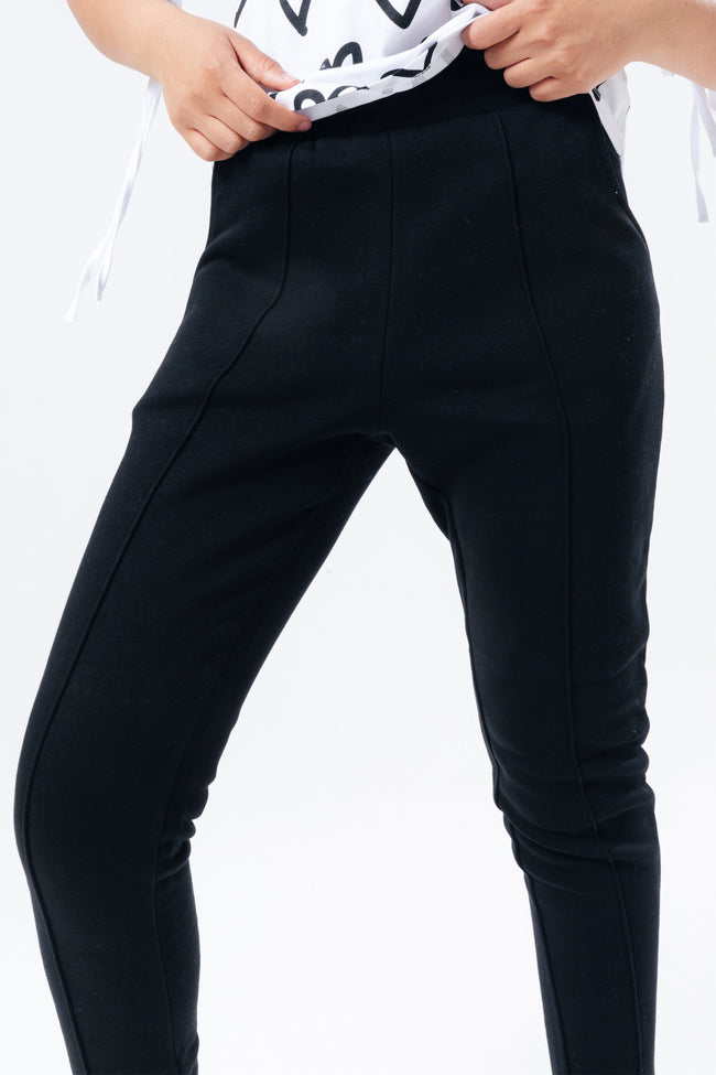 HYPE BLACK FRONT PLEAT DETAIL WOMEN'S JOGGERS