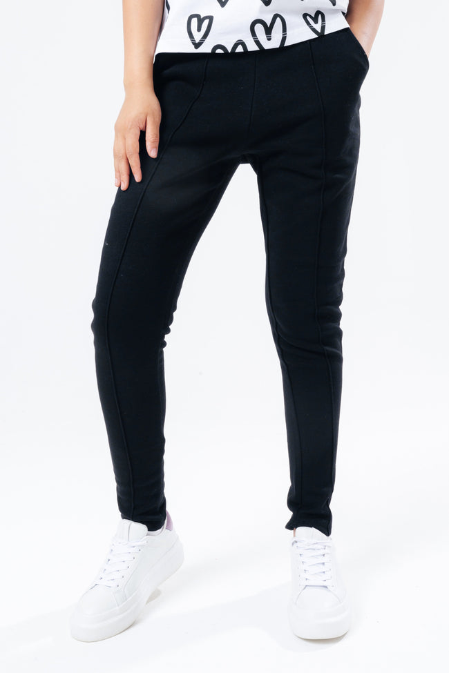 HYPE BLACK FRONT PLEAT DETAIL WOMEN'S JOGGERS