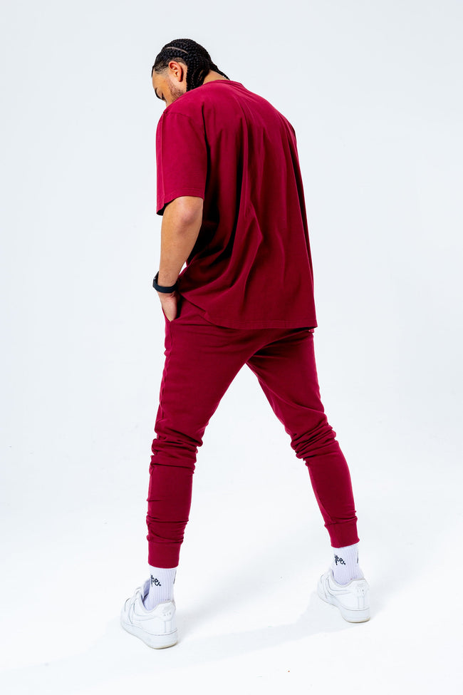 HYPE BURGUNDY ACID WASH OVERSIZED MEN'S T-SHIRT