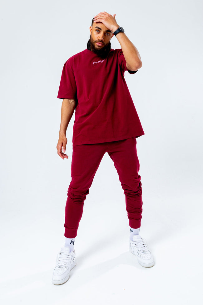 HYPE BURGUNDY ACID WASH OVERSIZED MEN'S T-SHIRT