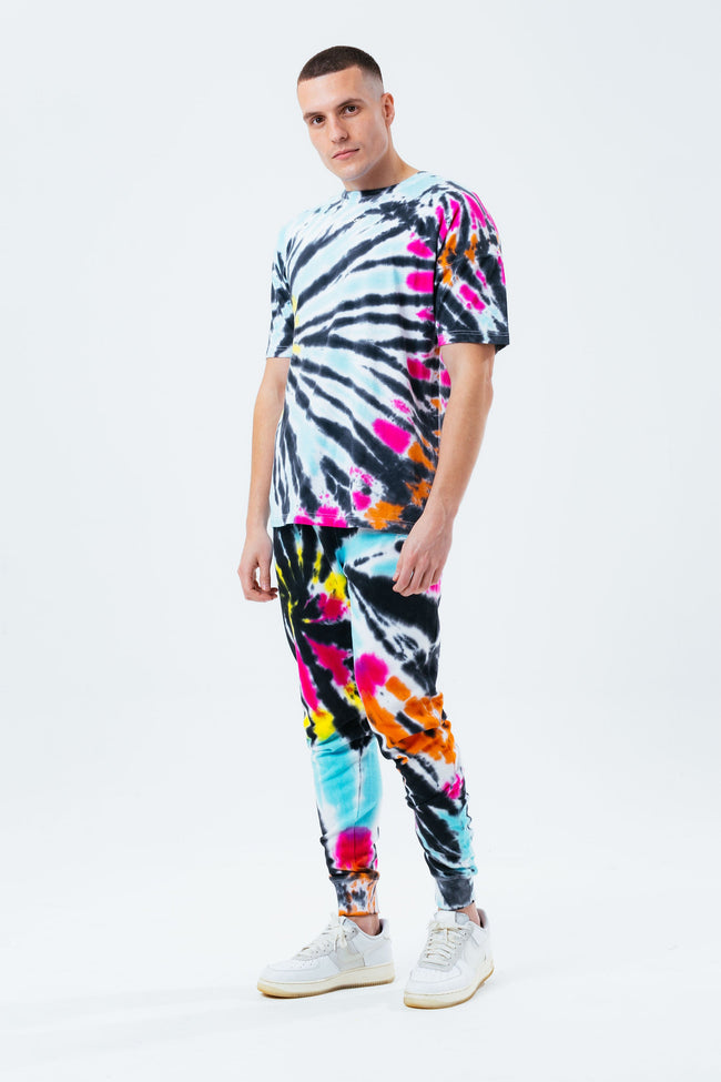 HYPE MULTI TIE DYE SCRIBBLE LOGO MEN'S OVERSIZED T-SHIRT