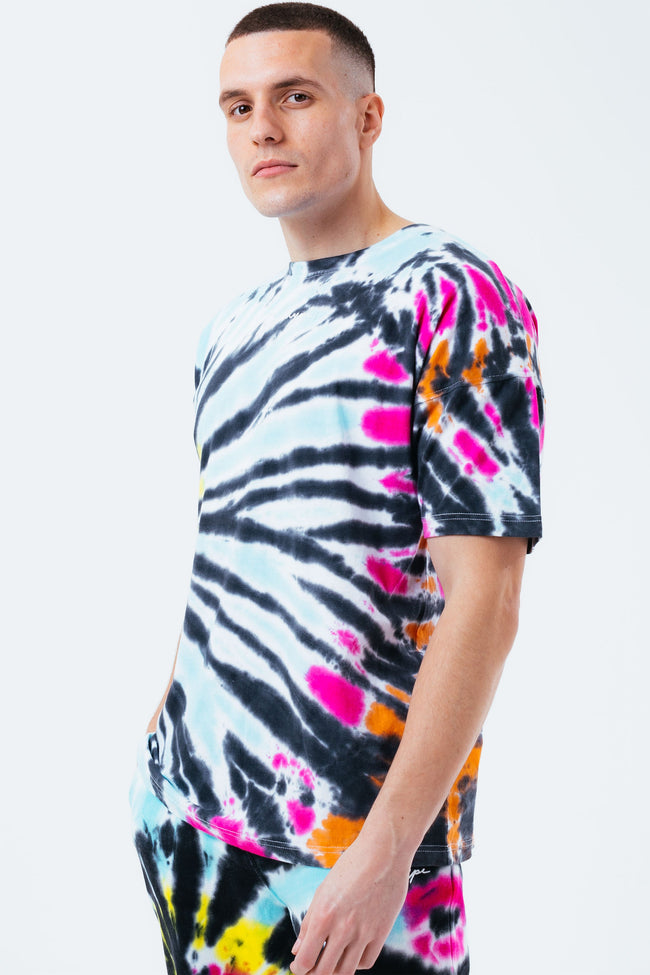 HYPE MULTI TIE DYE SCRIBBLE LOGO MEN'S OVERSIZED T-SHIRT