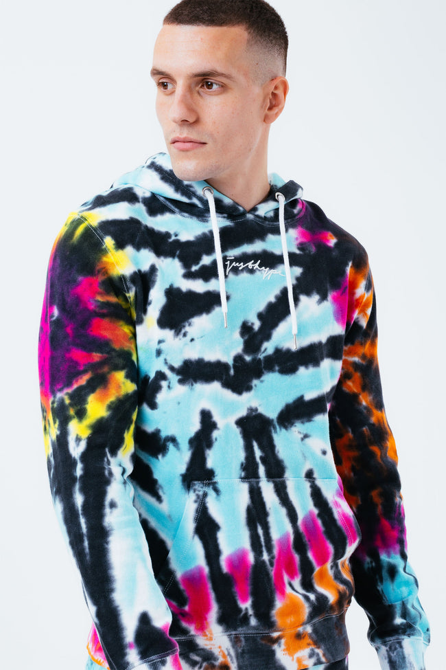 HYPE MULTI TIE DYE SCRIBBLE LOGO MEN'S PULLOVER HOODIE