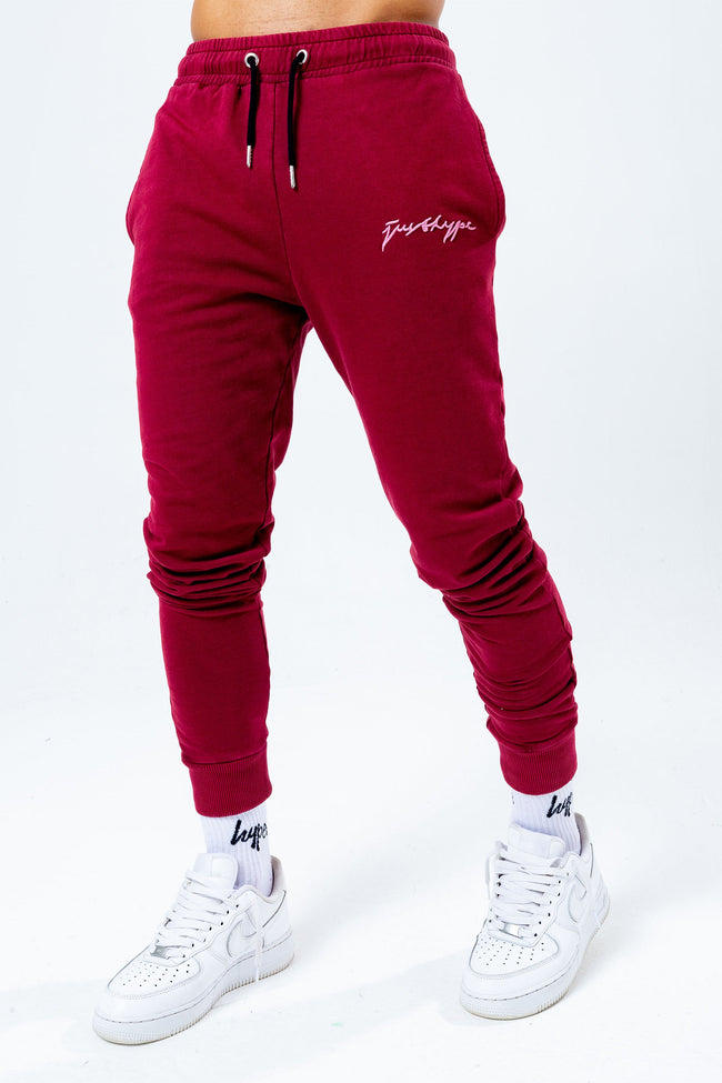 HYPE BURGUNDY ACID WASH MEN'S JOGGERS