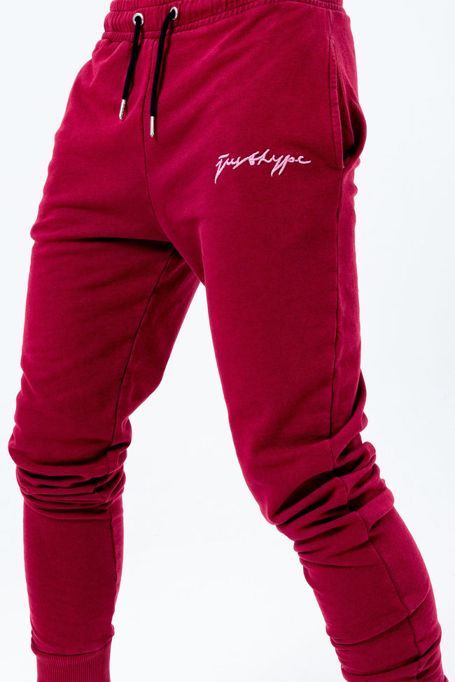 HYPE BURGUNDY ACID WASH MEN'S JOGGERS