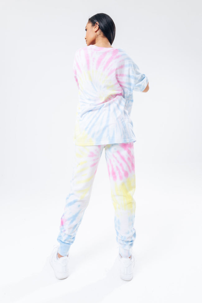 HYPE RAINBOW PASTEL TIE DYE SCRIBBLE LOGO WOMEN'S T-SHIRT